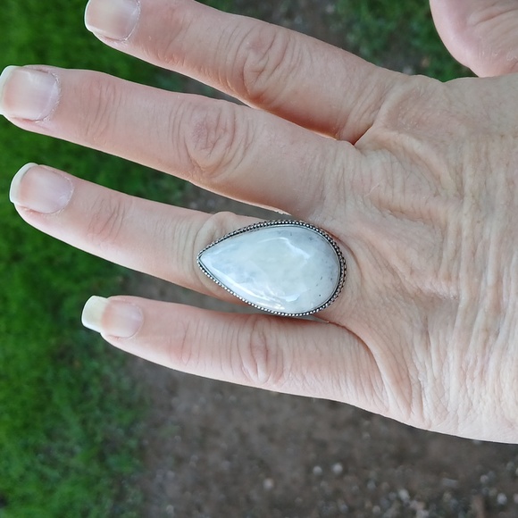 New Rainbow Moonstone 925 Silver Ring. - Picture 11 of 12